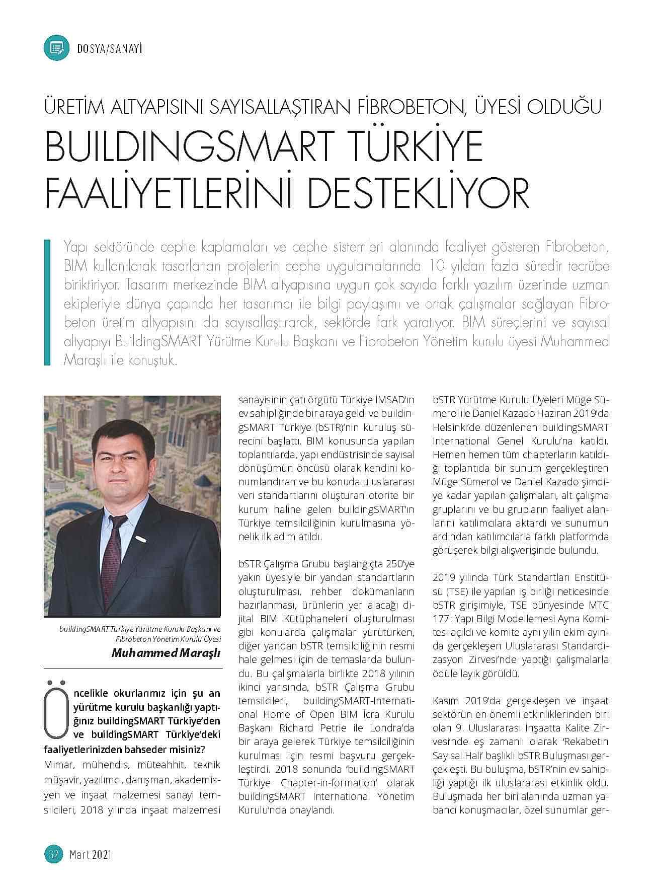 Yapı Magazin Dergisi Mart ayı sayısında Yönetim Kurulu Üyemiz Muhammed Maraşlı yer aldı